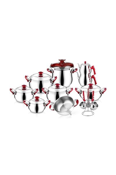 İNTER CELİK Inter Steel Gülistan - 21 Piece Red Dowry Set
