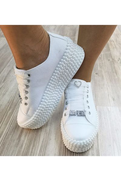 Ayakkabı Tutkusu Stilo ® Pantofi de mireasa sport albi 6cm