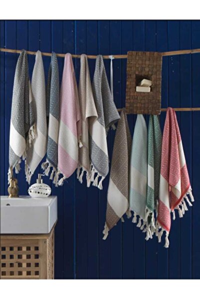 CottonTherapy 2'li Elmas 40x90cm Havlu Peşkir Banyo Mutfak Runner El Yüz Baş Dekoratif Havlu Kırmızı Buldan Işi