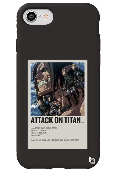 WANNA PROTECT iPhone 8 Black Premium Velvet Attack on Titan Patterned Silicon...