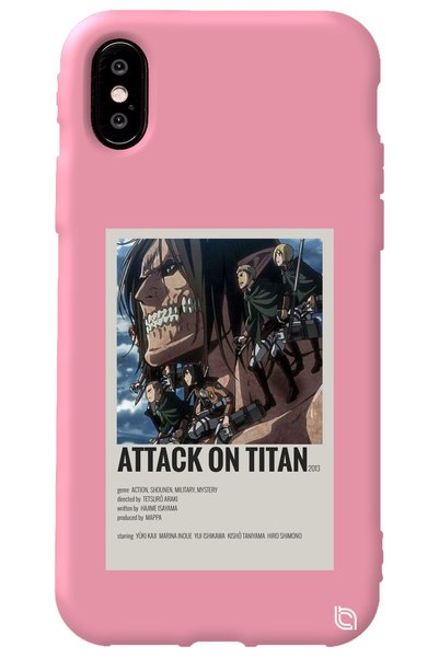 WANNA PROTECT iPhone XS Pink Premium Velvet Attack on Titan Patterned Silicon...