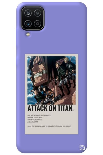 WANNA PROTECT Samsung Galaxy A12 Lilac Premium Velvet Attack on Titan Pattern...