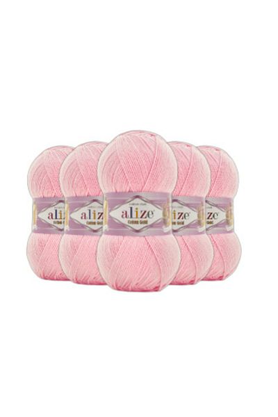 Alize (5 Τεμάχια) Βαμβακερό Χρυσό Amigurumi Πλεκτό Νήμα 518/baby Pink