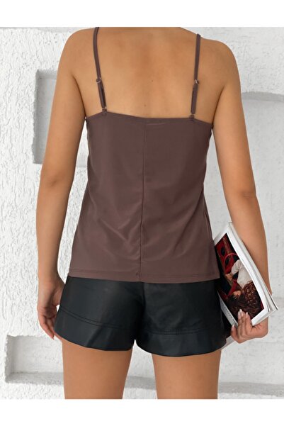 ladyzey Γυναικεία μπλούζα με λουράκι με δαντέλα με ρυθμιζόμενο σχοινί