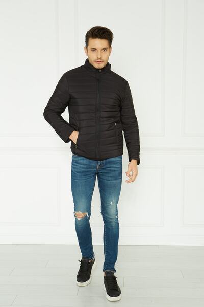 Giral Ανδρικό παλτό με μαύρη βάση γιακά με καπιτονέ λεπτή εφαρμογή