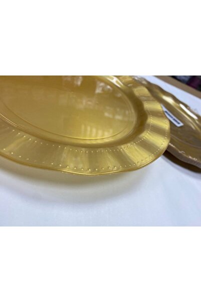 Erler Ambalaj Erler Amb. Gold Rengi Lüks Sert Plastik Mika Yuvarlak Tabak 22 Cm 6 Adet