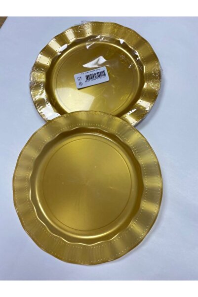 Erler Ambalaj Erler Amb. Gold Rengi Lüks Sert Plastik Mika Yuvarlak Tabak 22 Cm 6 Adet