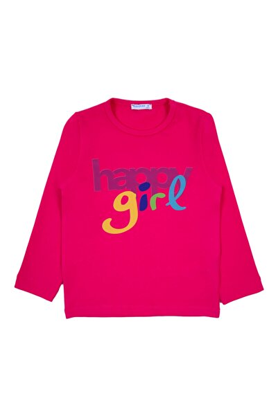 Mavipink - Devojčica, pamučna majica dugih rukava sa šarenim printom u boji f...