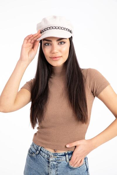 LadyColor Women's and Men's Chain Stamp Captain Winter Hat Cream