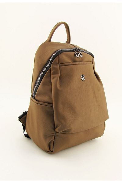 HNB Tan Multi-Pocket Washed Leather Waterproof Women's Backpack