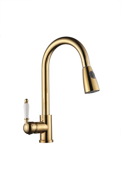 LPD حنفية مطبخ حلزونية من كاري باللون الذهبي