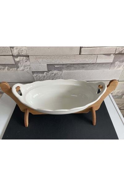 Romans Ahşap Standlı Gondol Salata Ve Sunum Kasesi