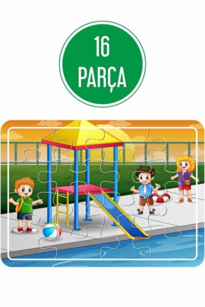Baskı Atölyesi Unicorn, Şeker Ev Ve Elma Ağacı, Havuzda Oyun, Sevimli Hayvanlar Ahşap Puzzle Seti