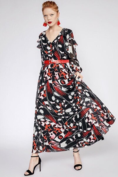 Perspective Betha Black Red Color Dress