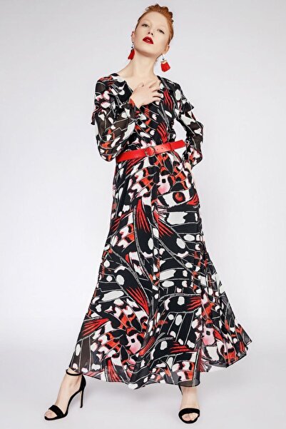 Perspective Betha Black Red Color Dress