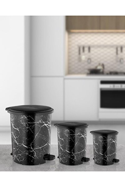 BİTTER Desenli Pedallı Çöp Kovası Set- 8-12-22 Lt