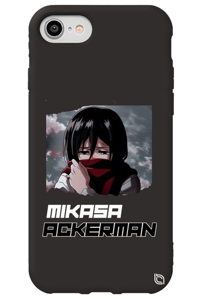 WANNA PROTECT iPhone 8 Black Premium Velvet Inside Attack on Titan Mikasa Pat...