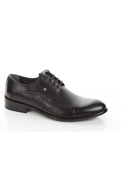 Fosco Men's Black Genuine Leather Neolite Sole Classic Shoes 7098 Mr