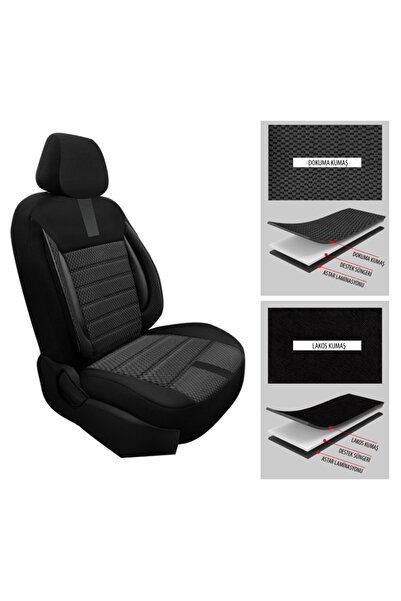 GM-DESIGN Oniks Plus Smoked 2+1 Commercial Car Seat Cover (Doblo-Caddy-Berlingo-Dokker-Courier-Kangoo)