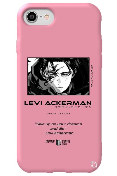 WANNA PROTECT iPhone 7 Pink Premium Velvet Attack on Titan Levi Patterned Sil...