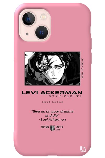 WANNA PROTECT iPhone 13 Pink Premium Velvet Attack on Titan Levi Patterned Si...