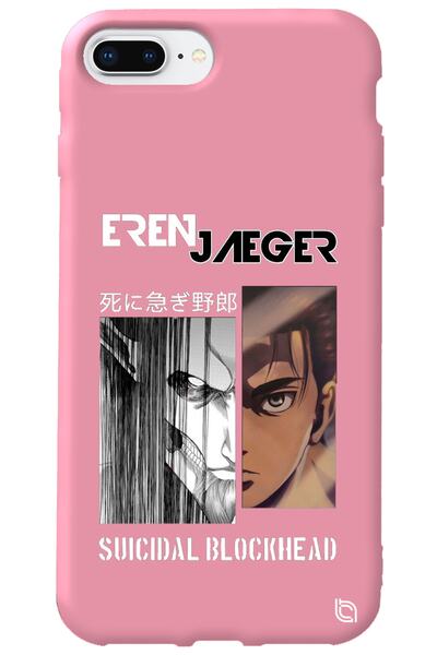 WANNA PROTECT iPhone 8 Plus Pink Premium Velvet Inside Attack on Titan Eren P...