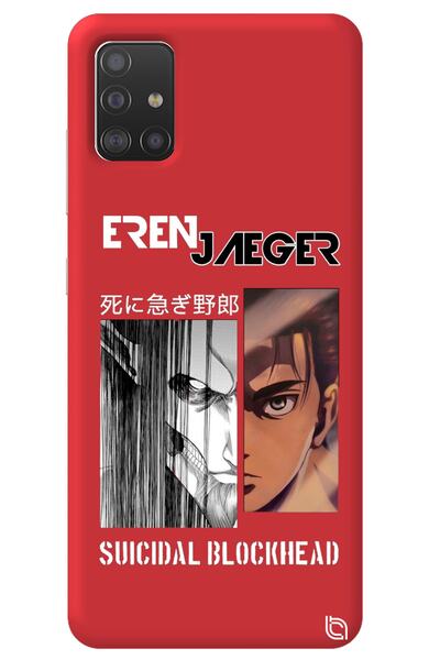 WANNA PROTECT Samsung A51 Red Premium Velvet Inside Attack on Titan Eren Patt...