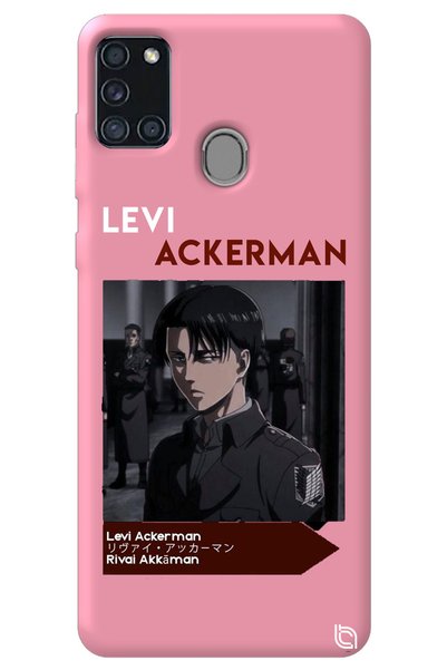 WANNA PROTECT Samsung A21S Pink Premium Velvet Inside Attack on Titan Levi Pa...