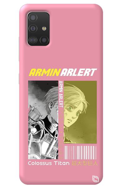 WANNA PROTECT Samsung A51 Pink Premium Velvet Inside Attack on Titan Patterne...