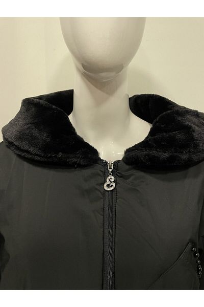 ŞIK STİL Plus Size Shawl Collar Detailed Coat