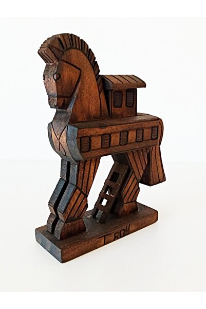 GÖKÇEN HOBİ Truva Atı Troy Horse Figür Biblo 17x13 Cm (AHŞAP)