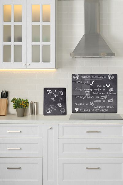 Decorita Set of 2 Blackboard Look| Glass Stove Back - Glass Cutting Plate