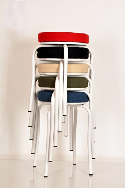 yılmaz masacılık 5 Li Tay Tüyü-1 Renkli Beyaz Profil Tabure Ahtapot Tabure Mu...