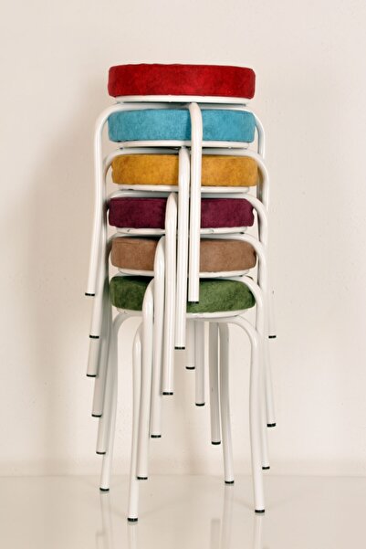 yılmaz masacılık 6 Adet Silinebilir Kumaş Renkli Beyaz Profil Tabure Ahtapot ...