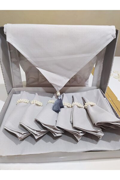Çeyiz Sokağı Diana Gri Masa Örtüsü Takımı Yemek Sunum Seti