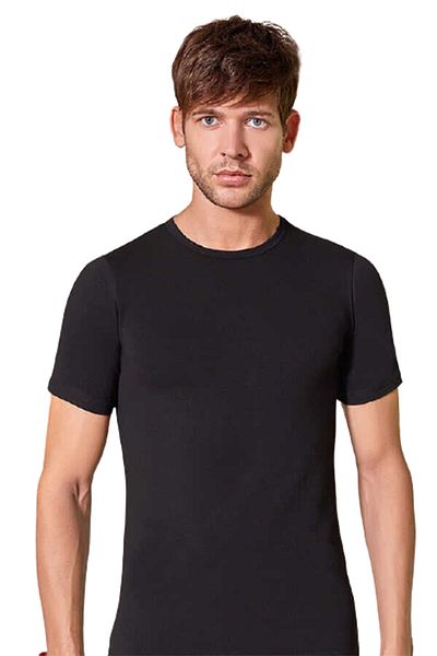 Berrak Men's Black Color 0 Collar Short Sleeve Undershirt Undershirt