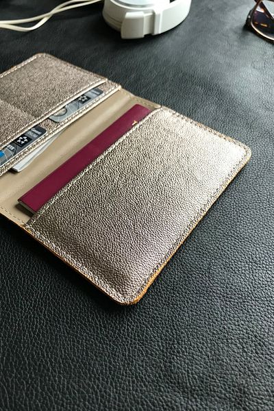 ViP GiFT Voyager Gold Genuine Leather Passport Case
