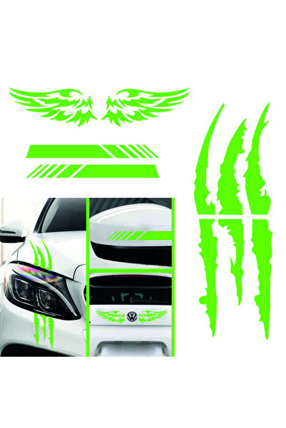 MegaSticker ملصق سيارة ميجا 3 قطع للرؤية الخلفية، الجناح، مخلب الوحش، ملصق ال...