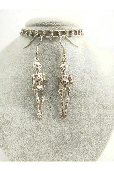Fugusugu Hand On Heart Skeleton Gothic Earring