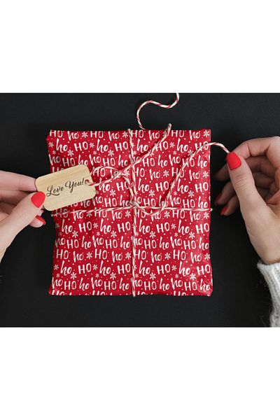 HRS 50 X 70 Cm Red White Ho Ho Ho New Year Christmas Themed Gift Wrapping Packaging Paper Pack of 6
