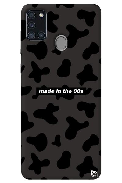 WANNA PROTECT Samsung A21S Black Color Premium Velvet Inside 90S Patterned Si...