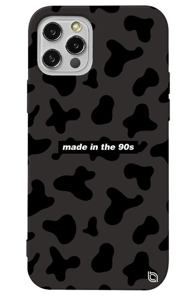 WANNA PROTECT Iphone 13 Pro Siyah Renkli Premium Içi Kadifeli 90s Desenli Sil...