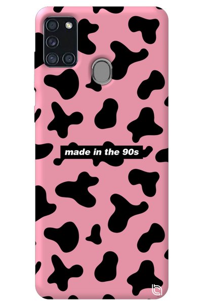 WANNA PROTECT Samsung A21S Pink Color Premium Velvet Inside 90S Patterned Sil...