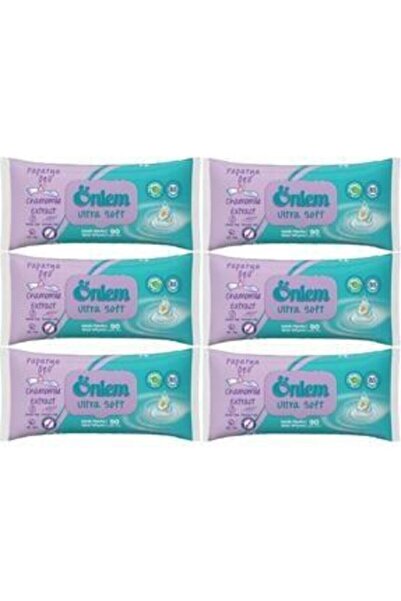 ÖNLEM Wet Towel 90 Sheets Set of 6 with Plastic Cover Chamomile Essence Packa...