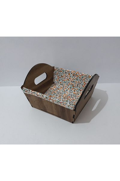 renkli çiçekler Wooden Square Bread Bowl