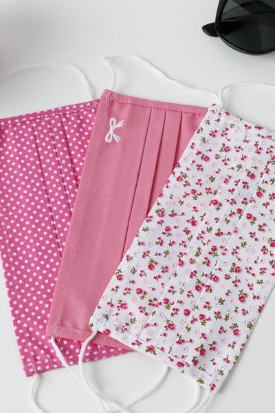 English Home Cool Chıc Pamuk Maske 9,5x18 Cm Beyaz - Pembe