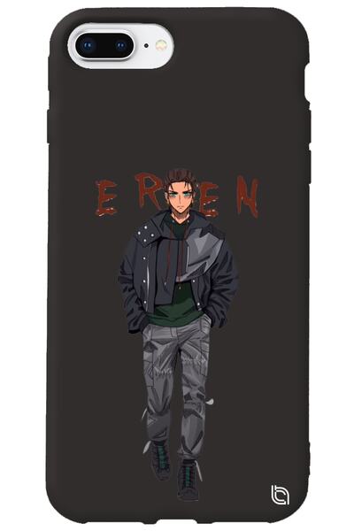 WANNA PROTECT iPhone 8 Plus Black Premium Velvet Inside Attack on Titan Eren ...