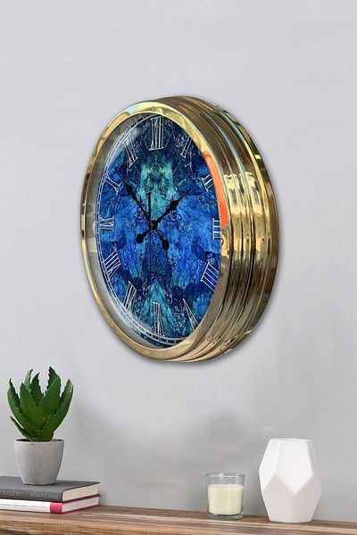 Kasva Concept Cadou 40 Cm Aur Metal Albastru Ceas de Perete