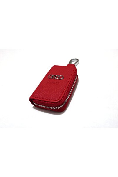 idealaksesuar Seat Leather Zippered Keychain Remote Control Case Red Quality Bag