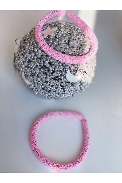 QUEEN AKSESUAR Complete Mini Stone Bead Covered Candy Pink Crown Children's Adult Crown
